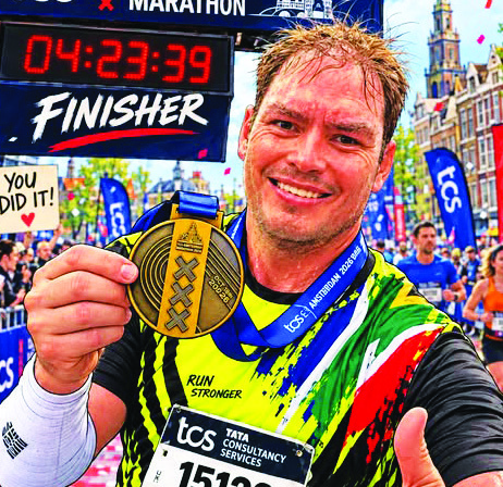 Carlo de Bruin’s Amsterdam marathon achievement got a creative AI touch, photo supplied.