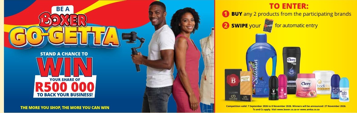 BE A BOXER GO-GETTA: WIN YOUR SHARE OF R500 000