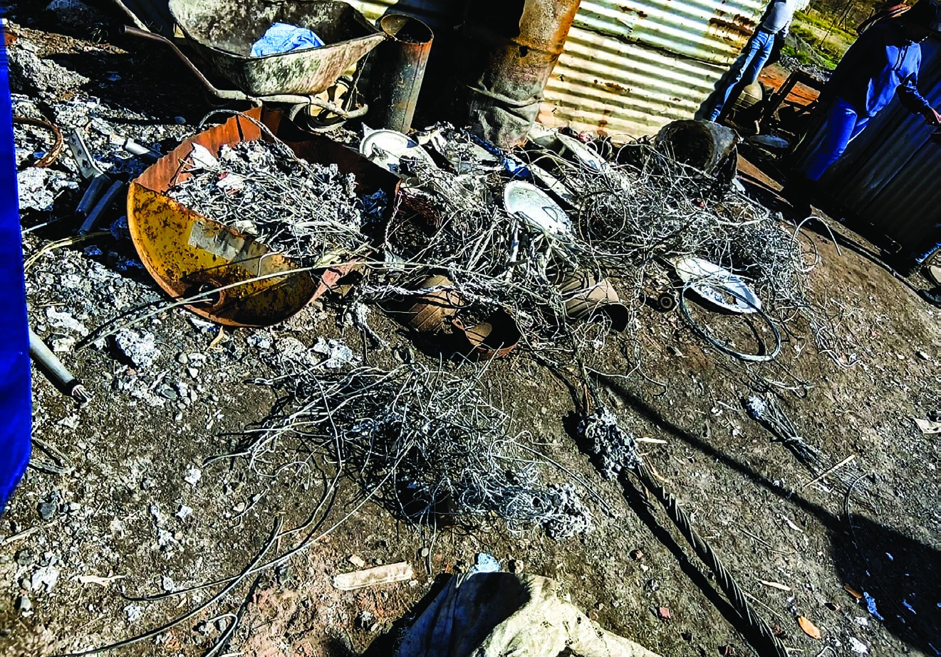 Approximately 150kg of aluminium cable pieces, identified by an Eskom technician as Eskom conductors, were recovered near Marikana.